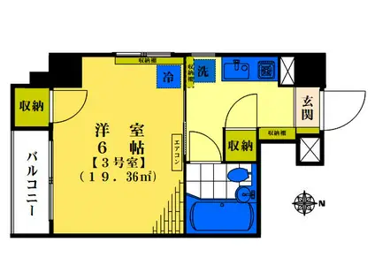 北新宿レジデンス(1K/2階)の間取り写真