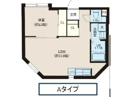 レピュア西新宿レジデンス(1LDK/1階)の間取り写真