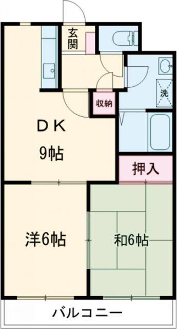 ピースハイツ(2DK/4階)の間取り写真