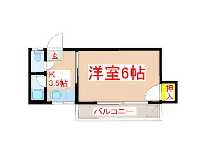 ゆうきハイツ(1K/4階)の間取り写真