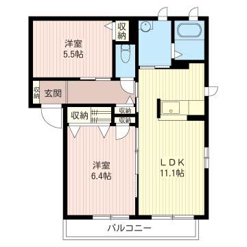 パストラーレC(2LDK/2階)の間取り写真