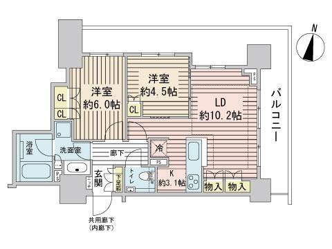 シティタワー札幌(2LDK/15階)の間取り写真