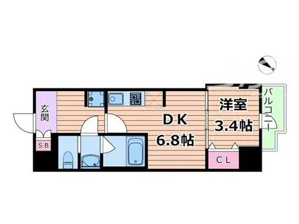 DIMORA靭公園(1DK/13階)の間取り写真
