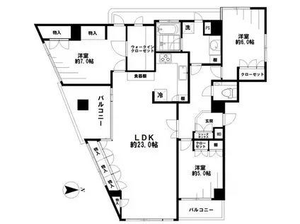 サポーレ立花(3LDK/4階)の間取り写真