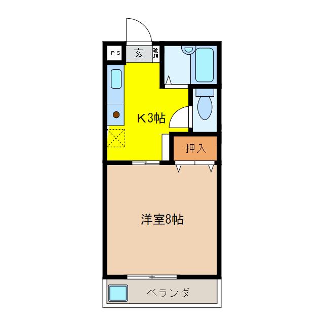 マンションウイン(1K/3階)の間取り写真