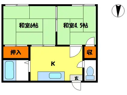 渡辺ハイツ(2DK/2階)の間取り写真
