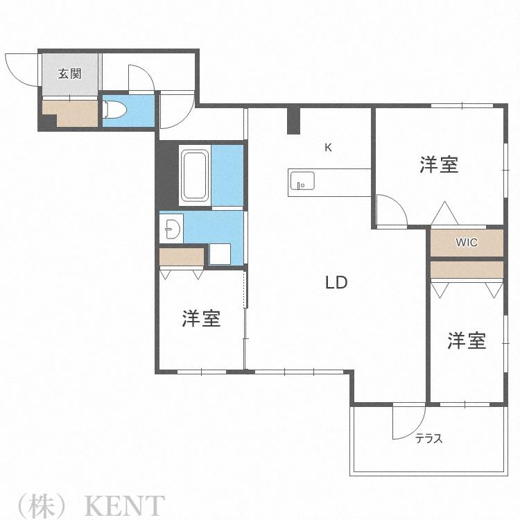 アルファスクエア宮の森2条(3LDK/1階)の間取り写真