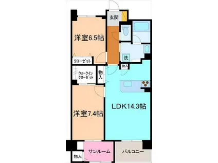 フォレスト金沢西泉(2LDK/6階)の間取り写真