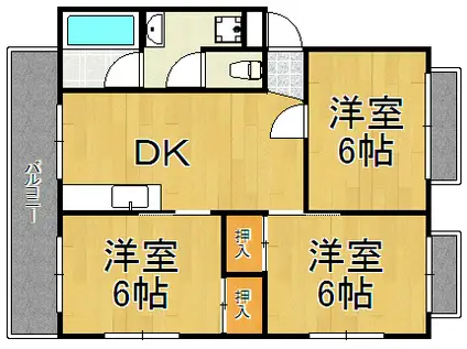 冨楽ハイツ(3DK/3階)の間取り写真