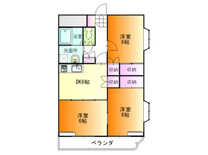 ニューキャッスル(3DK/3階)の間取り写真