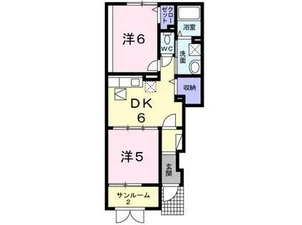 ルーチェII(2DK/1階)の間取り写真