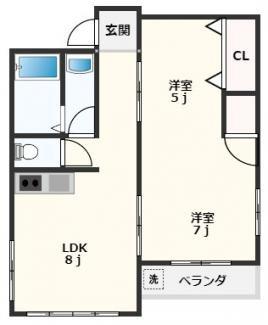 フジワラマンション(1LDK/3階)の間取り写真
