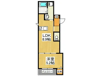 ピュール宮本(1LDK/1階)の間取り写真