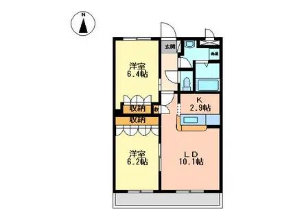 JR御殿場線 下土狩駅 徒歩13分 3階建 築21年(2LDK/3階)の間取り写真