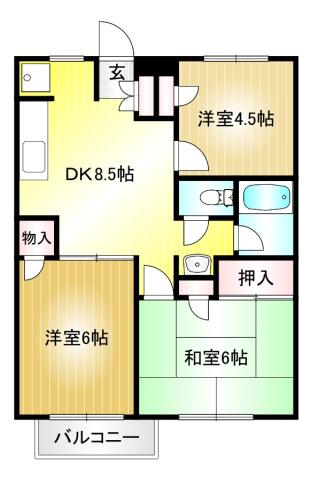 グリーンタウン神木B(3DK/1階)の間取り写真