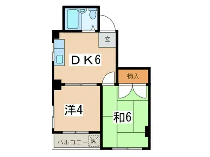 プラーズ相模原II(2DK/5階)の間取り写真