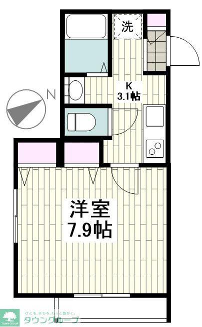 カナールサイド(1K/1階)の間取り写真