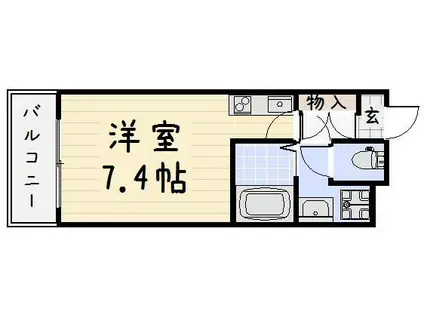 オリエンタル三萩野(ワンルーム/2階)の間取り写真