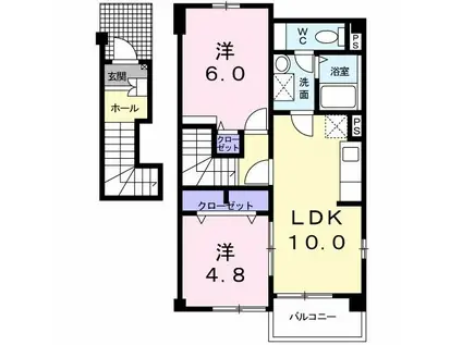 エレガンテI(2LDK/2階)の間取り写真