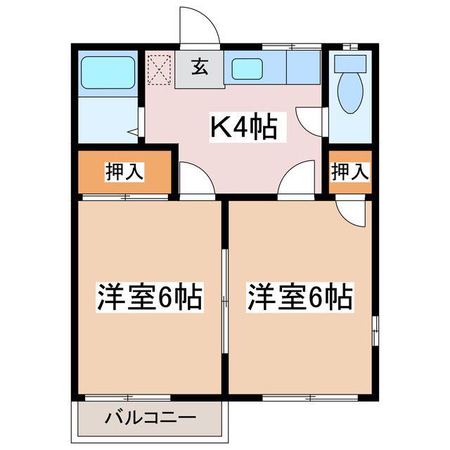 フォーブルあおき(2K/1階)の間取り写真