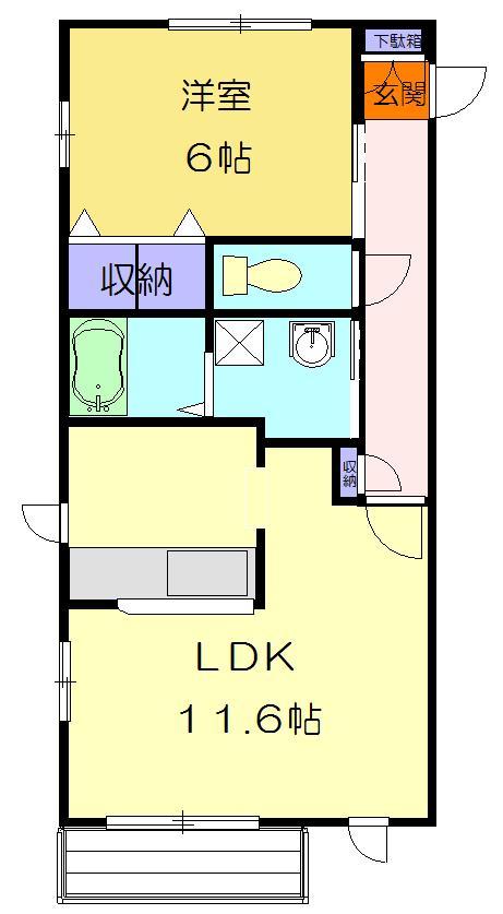フィオーレII(1LDK/1階)の間取り写真