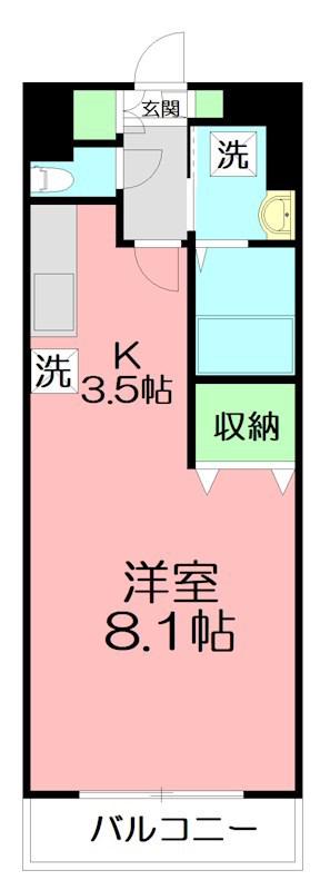 スタービレ海老名(1K/5階)の間取り写真