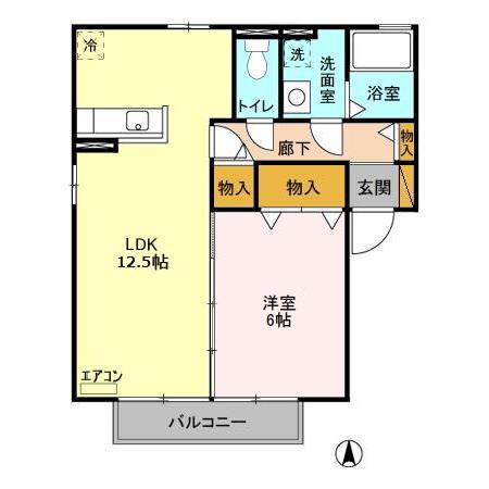 パストラーレ(1LDK/2階)の間取り写真