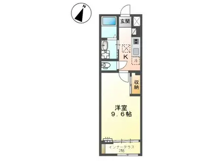 シェルル爪崎(1K/1階)の間取り写真