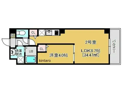 ラ・フェリシテ(1LDK/2階)の間取り写真