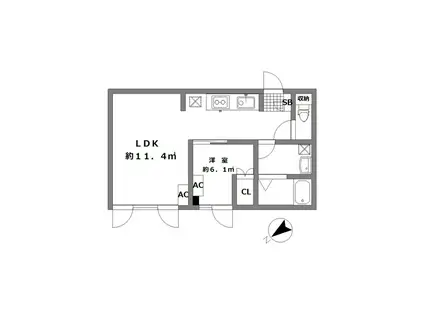 ボヌール行徳(1LDK/2階)の間取り写真