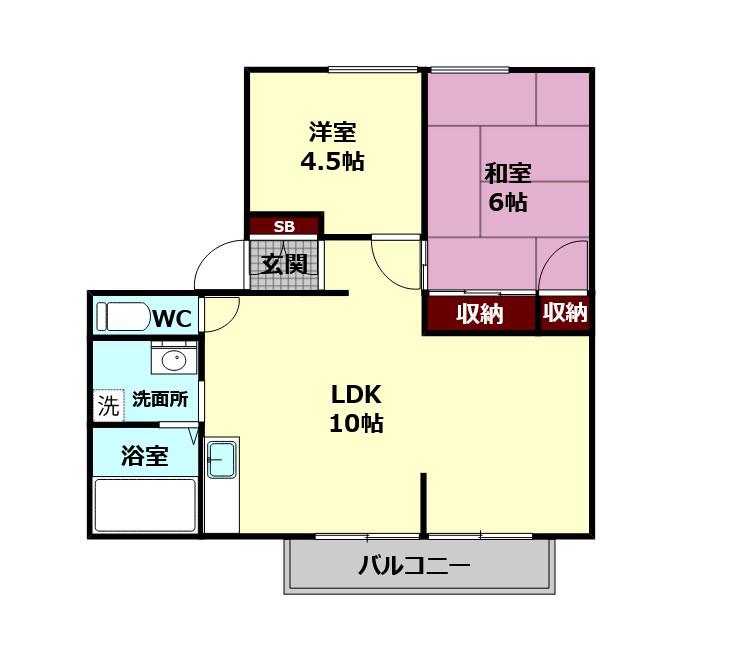 フローラ東坂(2LDK/2階)の間取り写真