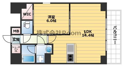 METROSA谷町六丁目サウス(1LDK/13階)の間取り写真