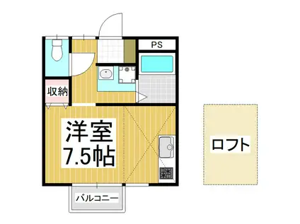トップコート(1K/2階)の間取り写真