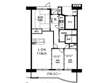 西福岡マリナタウンイーストコート5号棟(3LDK/6階)の間取り写真