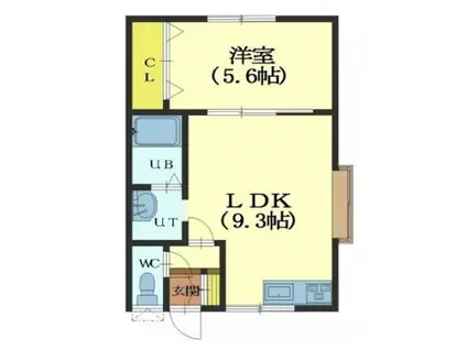 協和ハイツ(1DK/1階)の間取り写真