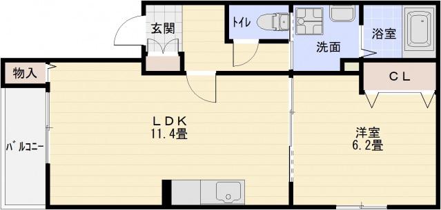 プランドール高安(1LDK/1階)の間取り写真
