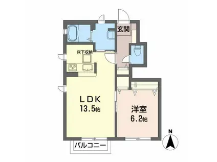 アルルIII(1LDK/1階)の間取り写真