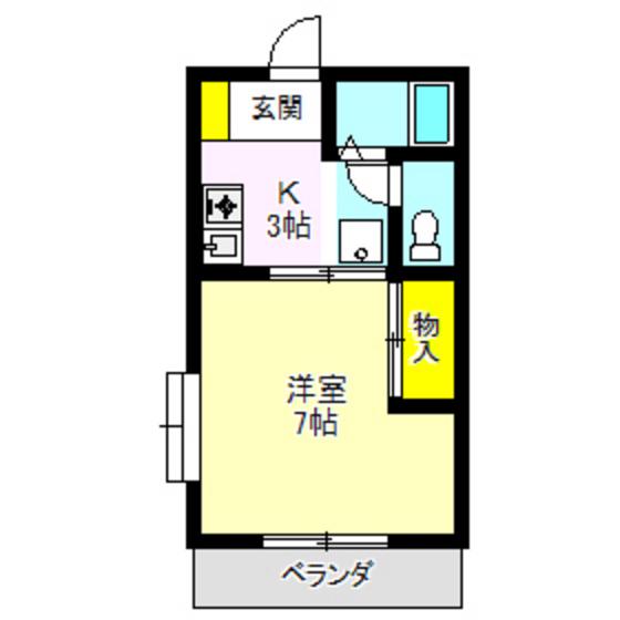 アルモニーアカイシII(1K/2階)の間取り写真