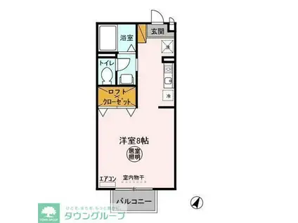 ランセ今谷C(ワンルーム/2階)の間取り写真