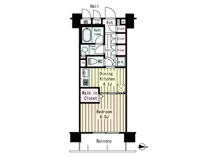 エスポワール芝公園(1DK/8階)の間取り写真