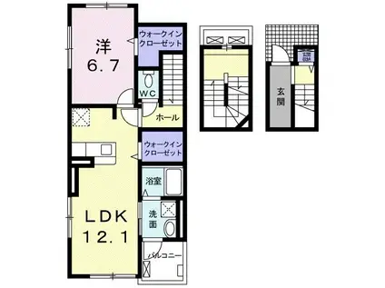 ブルージュII(1LDK/3階)の間取り写真