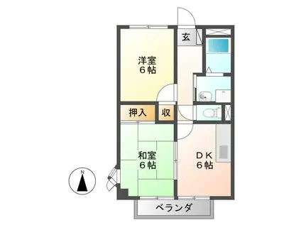 メゾンサンシャイン(2DK/2階)の間取り写真