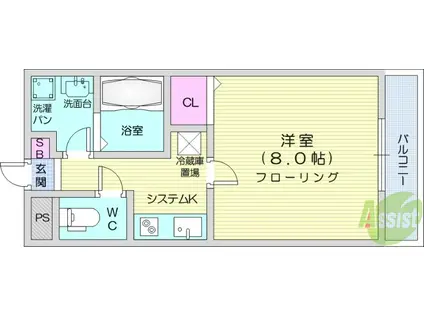 LUXES原町(1K/2階)の間取り写真