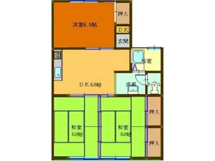 セジュール上原 A棟(3DK/2階)の間取り写真