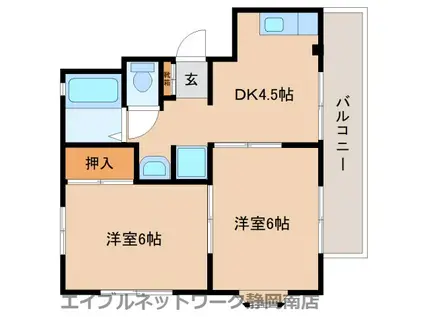 ムーンパレス(2DK/3階)の間取り写真