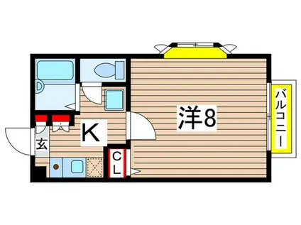 ベルドミールサクラギ(1K/2階)の間取り写真