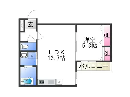 サンルーチェ(1LDK/3階)の間取り写真