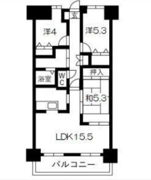 ライオンズマンション姫路市役所前(3LDK/6階)の間取り写真