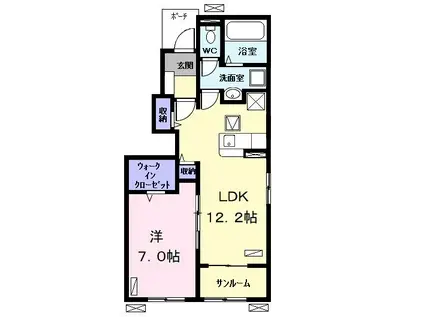 メゾン フルール A(1LDK/1階)の間取り写真