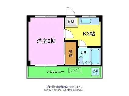 フラワーハイツ(1K/2階)の間取り写真